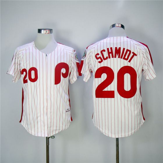 Men Philadelphia Phillies #20 Mike Schmidt Red 1983 Throwback Zipper Edition MLB Jerseys